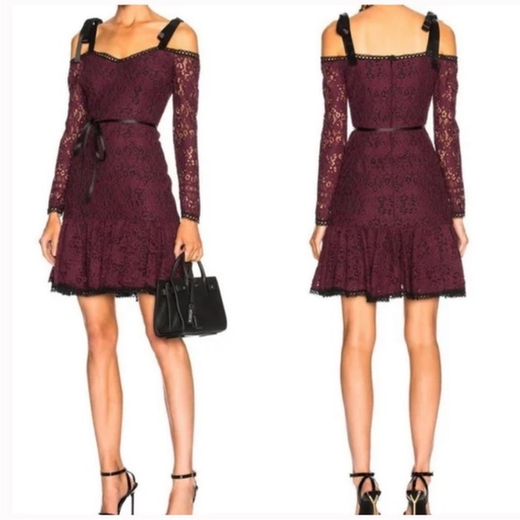 Alexis Dresses & Skirts - NWT Alexis Sophie Burgundy Lace Off Shoulder Tie Shoulder Dress. Small
